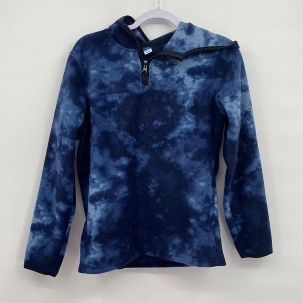 Old Navy unisex Fleece Hoodie Sweatshirt XL 14-16 Blue Tie Dye Athletic Thumb